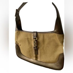 Gucci Jackie Shoulder Bag Gold/Metallic Khaki Canvas/Leather
